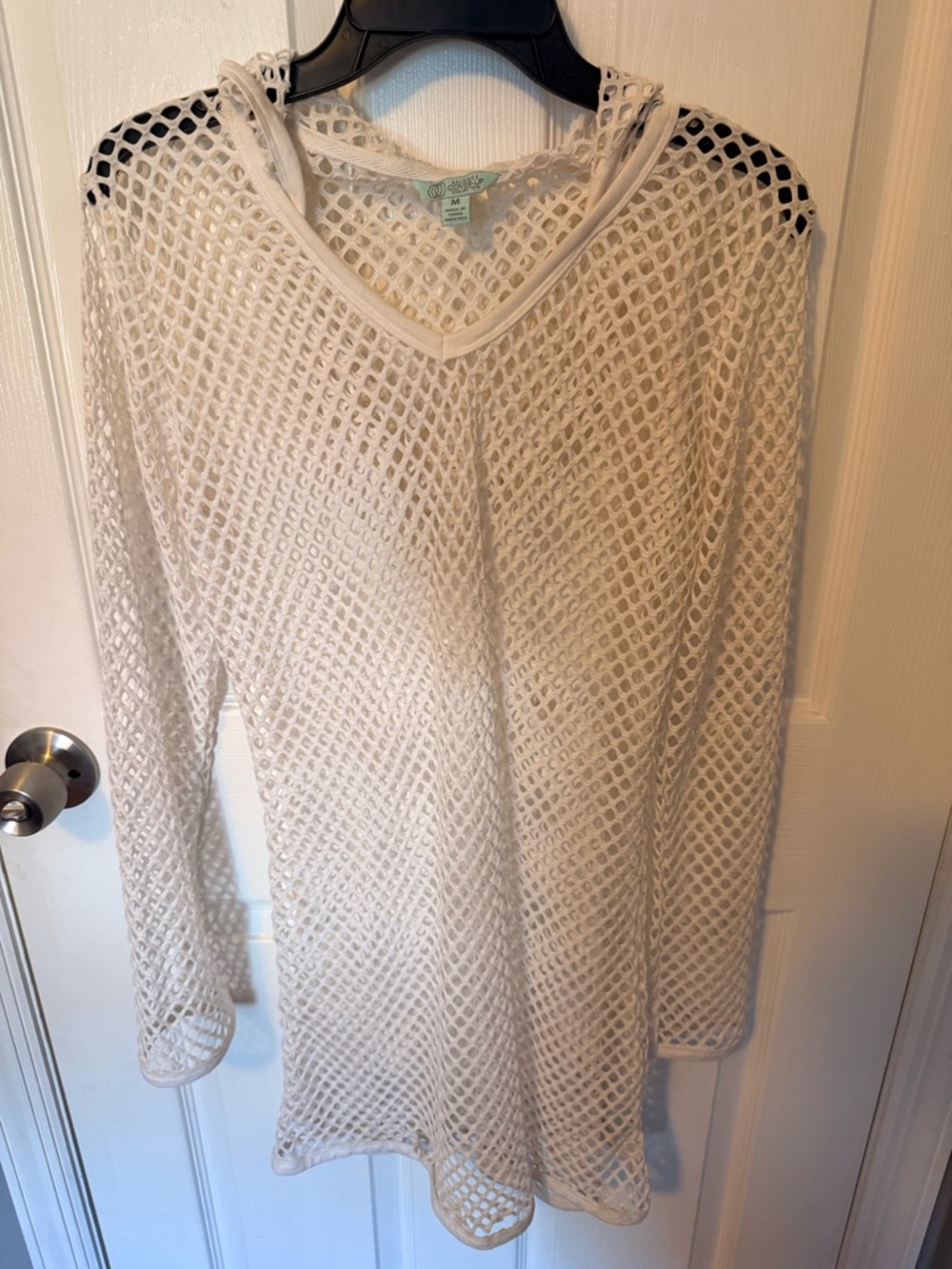 Balance Collection White Mesh Hooded Swim Coverup